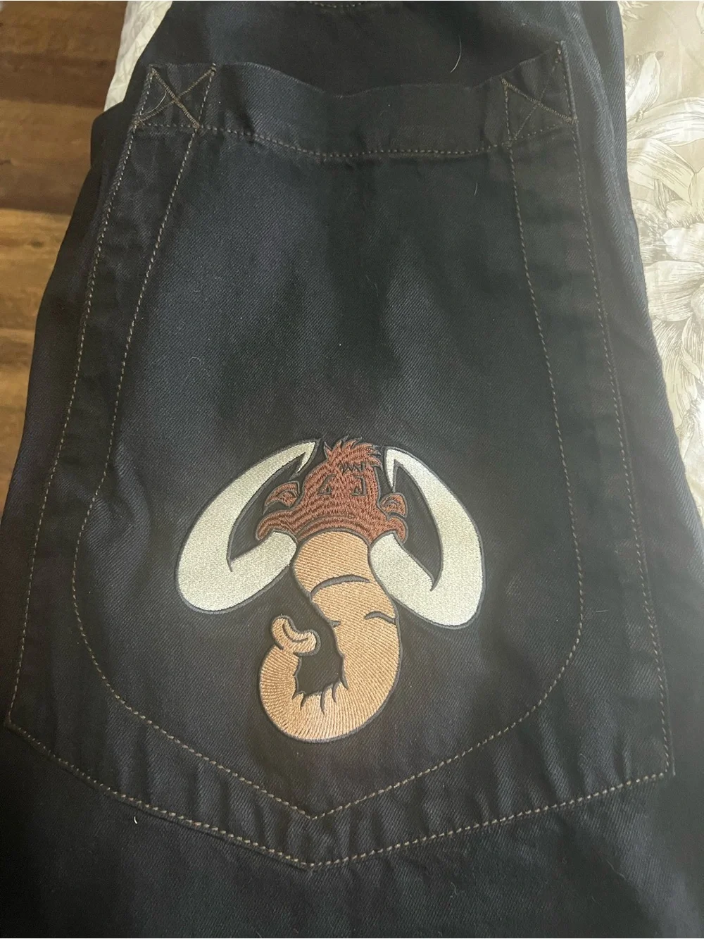 JNCO Mammoth 194 Black Jeans with Orange Accent